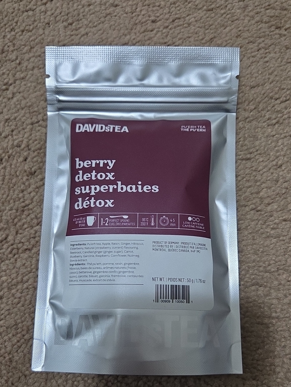 2/$20 New! Sealed! Davidstea BERRY DETOX Loose Leaf Tea 50g Davids Tea
